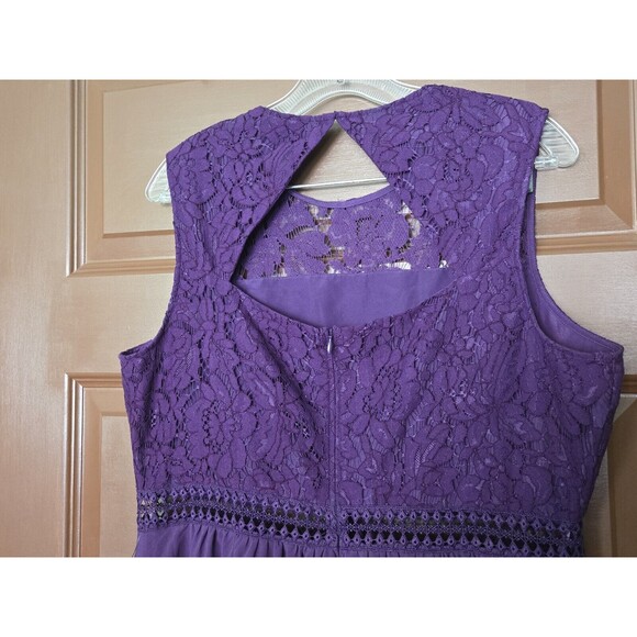 TRUTH AND FABLE Violet Purple Midi Party / Cocktail Lace Trim Dress Size 2XL - Picture 6 of 7
